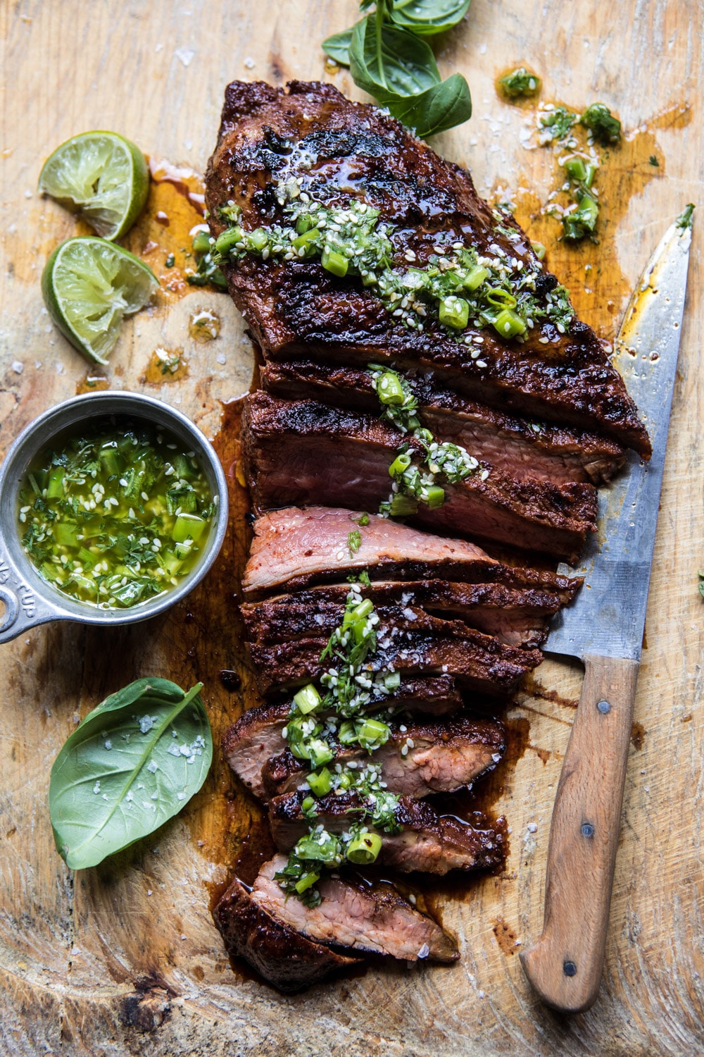 Korean Grilled Steak with Toasted Sesame Chimichurri. poster
